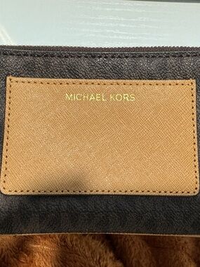 Michael Kors Brown Bedford Double Zip Wristlet